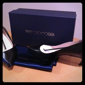 NIB Sergio Rossi "Scrape Donna" Pumps/Leather/Blac